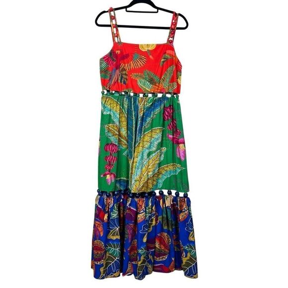 NWT Farm Rio Dress Floral Maxi Red Green Size S - Picture 6 of 16
